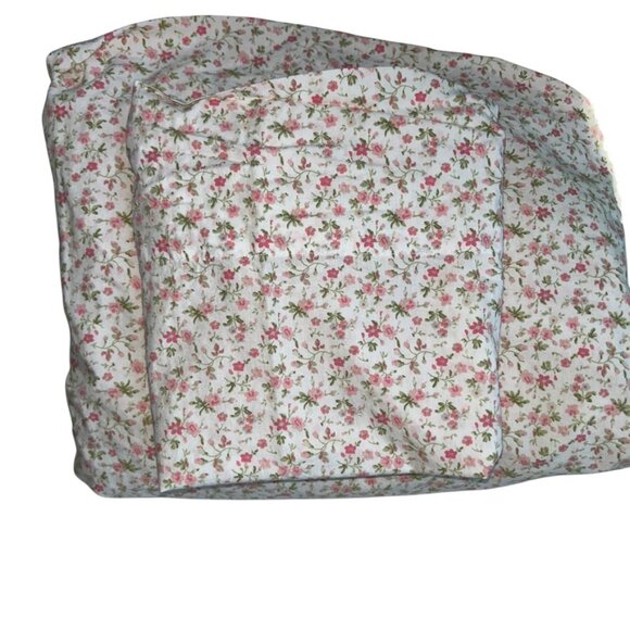 Laura Ashley pink green liberty floral cotton twin fitted sheet pillow case - Picture 5 of 5